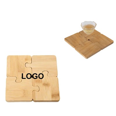 Bamboo 4-Piece Puzzle Coaster Set