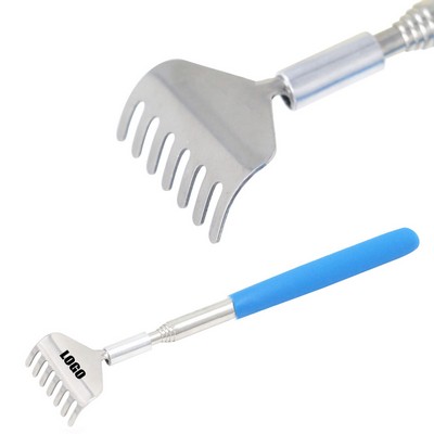 Extendable 6 Teeth Silver Telescope Back Scratcher for Hard-to-Reach Relief
