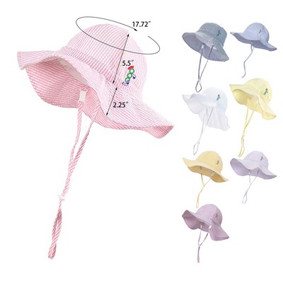 Baby Toddler Wide Brim Sun Hats UPF 50+ Sun Protection Bucket Cap Cute Adjustable Hat