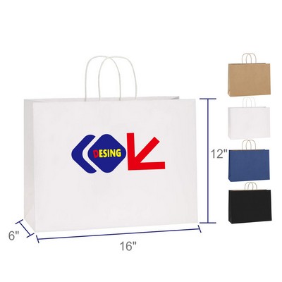 16 x 6 x 12 Inches Gift Bags with Handles White Large Kraft Paper Bags