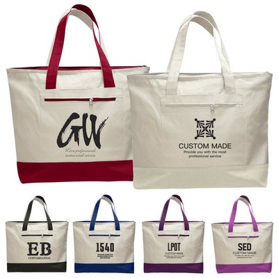 Large-Capacity Canvas Bag with Zipper