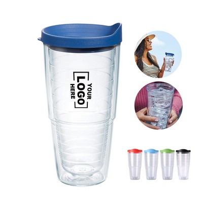 24 oz Insulated Clear Plastic Tumbler Cup