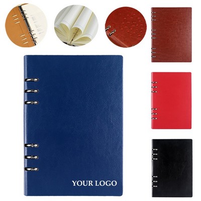 A5 PU Leather Notebook Loose Leaf Notebook with 6 Ring