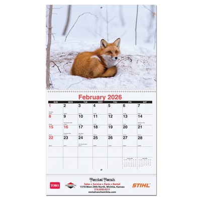 American Wildlife Monthly Wall Calendar w/Coil Bound (10 5/8"x18¼")