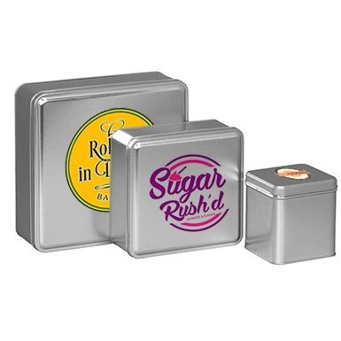 Silver Color Metallic Tin w/Full Color Imprint (8 1/8"x6 3/16"x2 15/16")