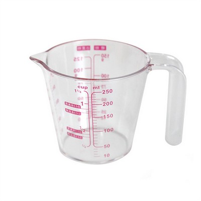 500ml 16oz clear Plastic Measure cup with three sided scale and handle