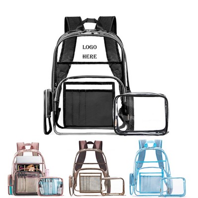 2 In 1 Vinyl Clear Backpack With Pouch
