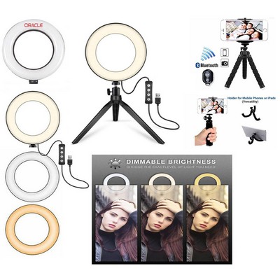 Promotek iBank® 6" Ring Light with Tripod Stand + Bluetooth Remote Shutter (Black)