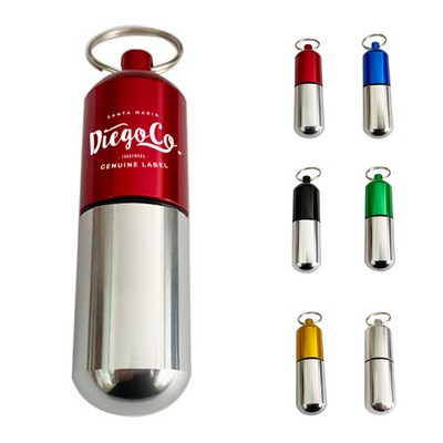 Aluminium Alloy Pill Container with Keyring