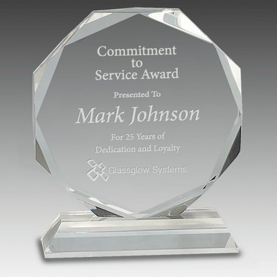 6" Clear Crystal Octagon on Clear Pedestal Base