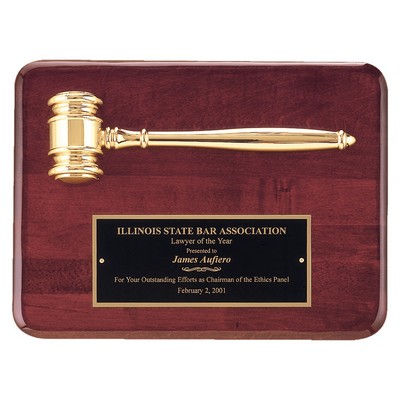 Rosewood Piano Finish Plaque w/a Gold Electroplated Gavel