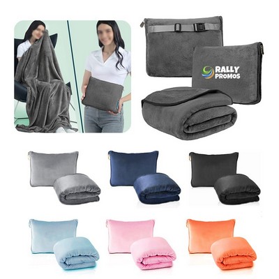 Custom 50 x 60 inch 2-in-1 Travel Pillow Soft Airplane Blanket