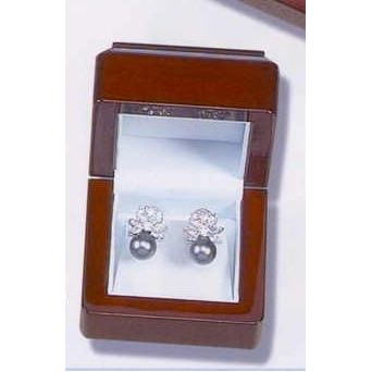 Johnson Mahogany Wood Earring Box