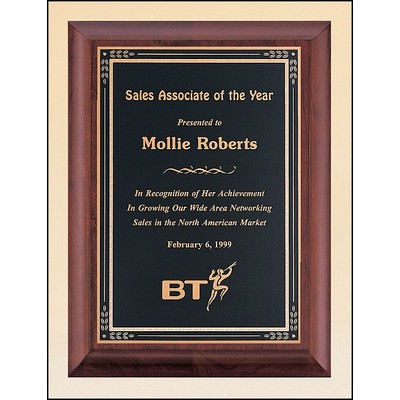 Airflyte® Cherry Finish Plaque w/Black & Gold Florentine Plate (9"x 12")