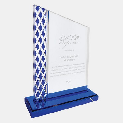 Acrylic Unite Diamond Blue Ice Plaque w/ Base (S)