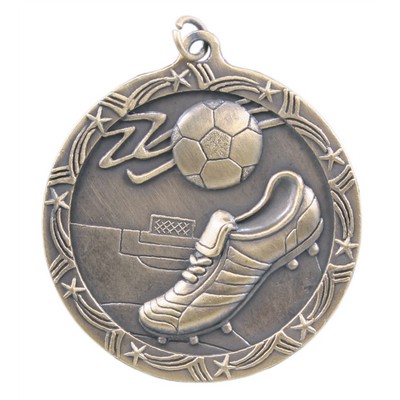 2 1/2" Antique Finish Shooting Star Medal-Soccer