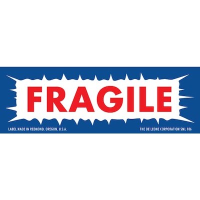 Fragile Paper Labels - 1"x3"