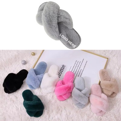 Cross Band Cotton Winter Slipper