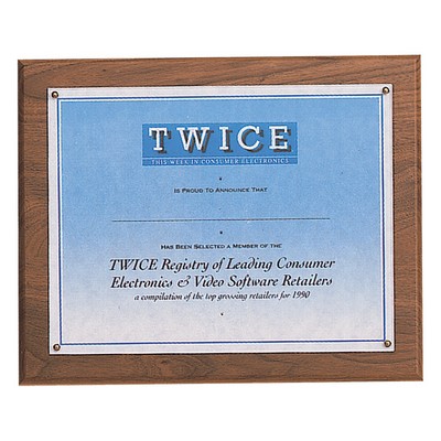 Solid Walnut Certificate Plaque with Plexiglass Cover