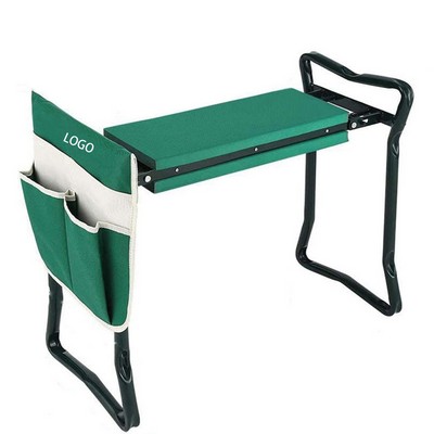 Foldable Garden Kneeling Stool Bench W/ Tool Pouch
