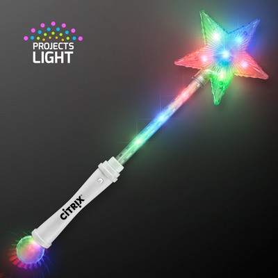 Custom Light Up White Super Star Princess Wand - Domestic Imprint