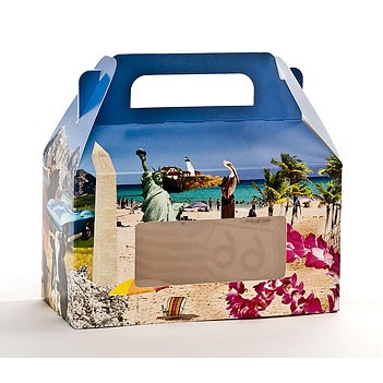 Horizontal Beach Designed Window Candy Tote Box (5¼"x2"x3½")
