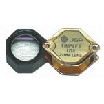 Goldtone & Black Hexagon 10X Triplet Loupe