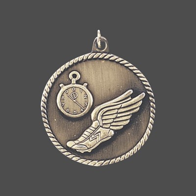 2" Silver Track High Relief Medal