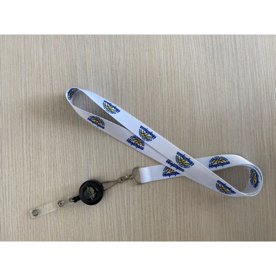 Silk Screened Flat Lanyard with Sewn in Badge Reel