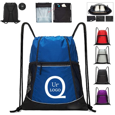 14.57X17.5 Inch Nylon Drawstring Backpack
