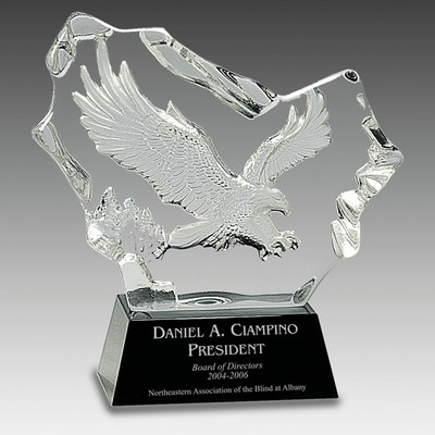 7" Crystal Carved Eagle on Black Base