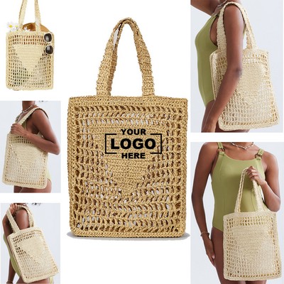 Straw Woven Beach Tote Bag