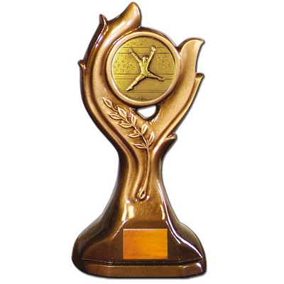 Stock Victory 9" Trophy with 2" Gymnastics Female Coin and Engraving Plate