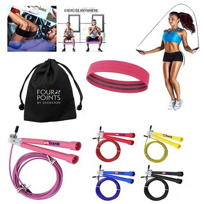 Promotek iBank® Booty Exercise Band + Jump Rope (Pink)