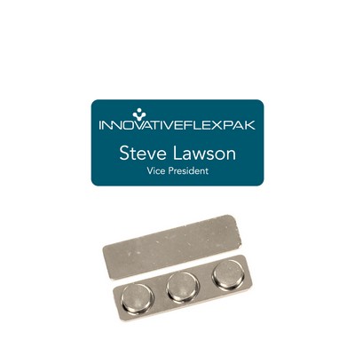 Name Badge -Blue Teal Plastic- 1.5x3 laser engrave to white. No Minimums