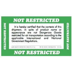 Not Restriced Goods Paper Labels - 3" x 5"