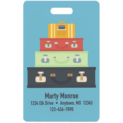 2.1" x 3.4" White Aluminum 2-Sided Luggage Tag with Slot