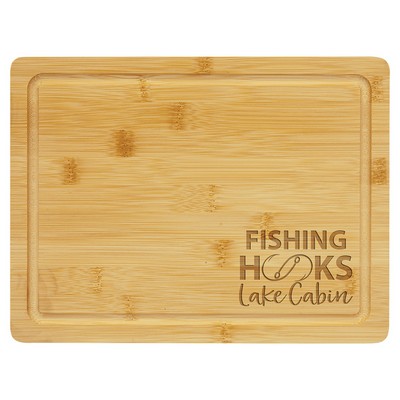 11 1/2" x 8 3/4" Bamboo Cutting Board with Drip Ring