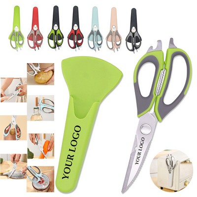Household Fish Poultry Separable Colorful Magnetic Fridge With Sheath Kitchen Scissors