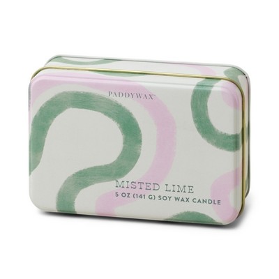 Everyday Tins 5 Oz Pink & Green Squiggle Line Printed Tin - Misted Lime