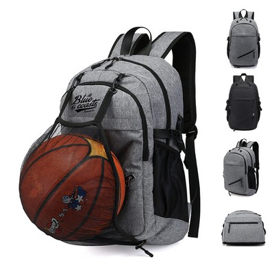 Sports Gear Backpack with Hidden Ball Compartment and USB Port
