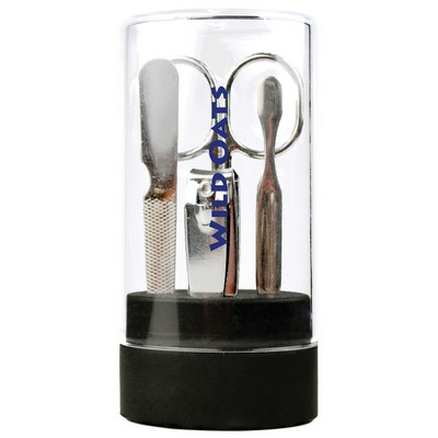 Manicure Set w/Acrylic Container and Black Silicone Stand