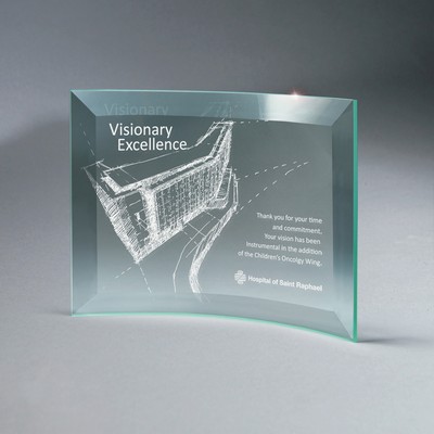 Beveled Jade Glass Crescent Plaque (7"x5"x1/4")