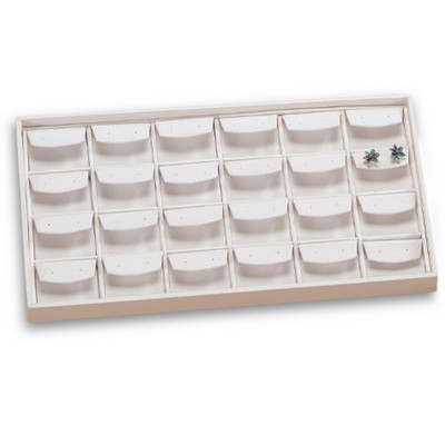 White Leatherette 24 Drop Earring Tray