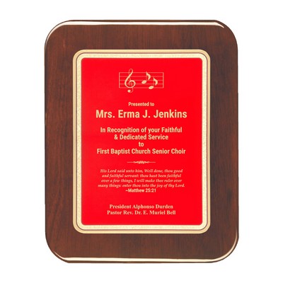 Red Plate Rosewood Piano-finish Plaque w/ Elliptical Edge 8" x 10"