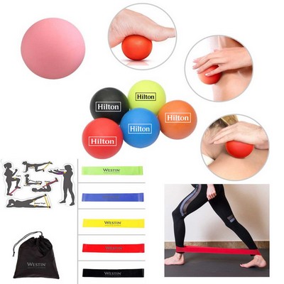 Promotek iBank® Exercise Massage Ball + Fitness Resistance Bands (Pink)