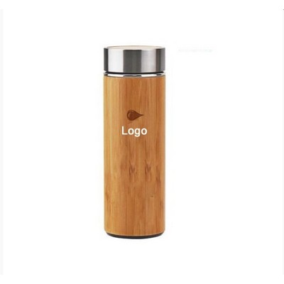 12 oz Vacuum-Sealed Bamboo Water Bottle