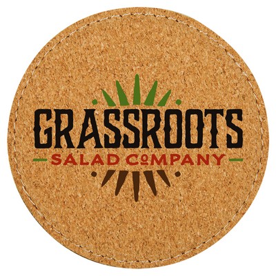 4" Round Stitched Cork Coaster