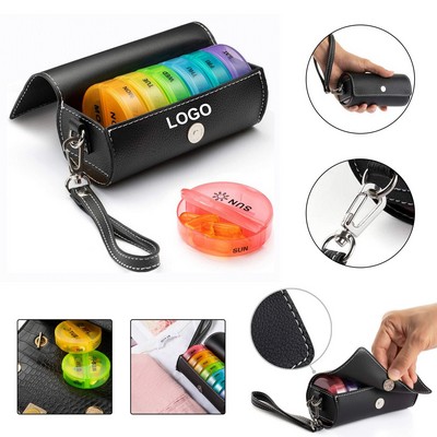 Weekly Pill Organizer 2 Times a Day with PU Leather