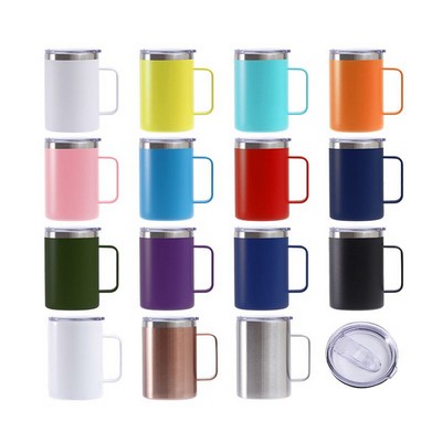 16 Oz. Vacuum Stainless Steel Coffee Mug with Handle & Lid